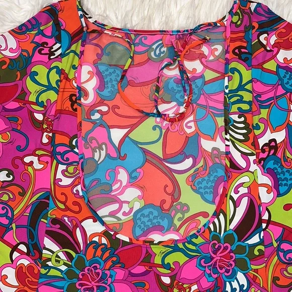 NWOT Trina Turk 'Fiji Flower' Swim Cover-Up Tunic Dress - Picture 11 of 13